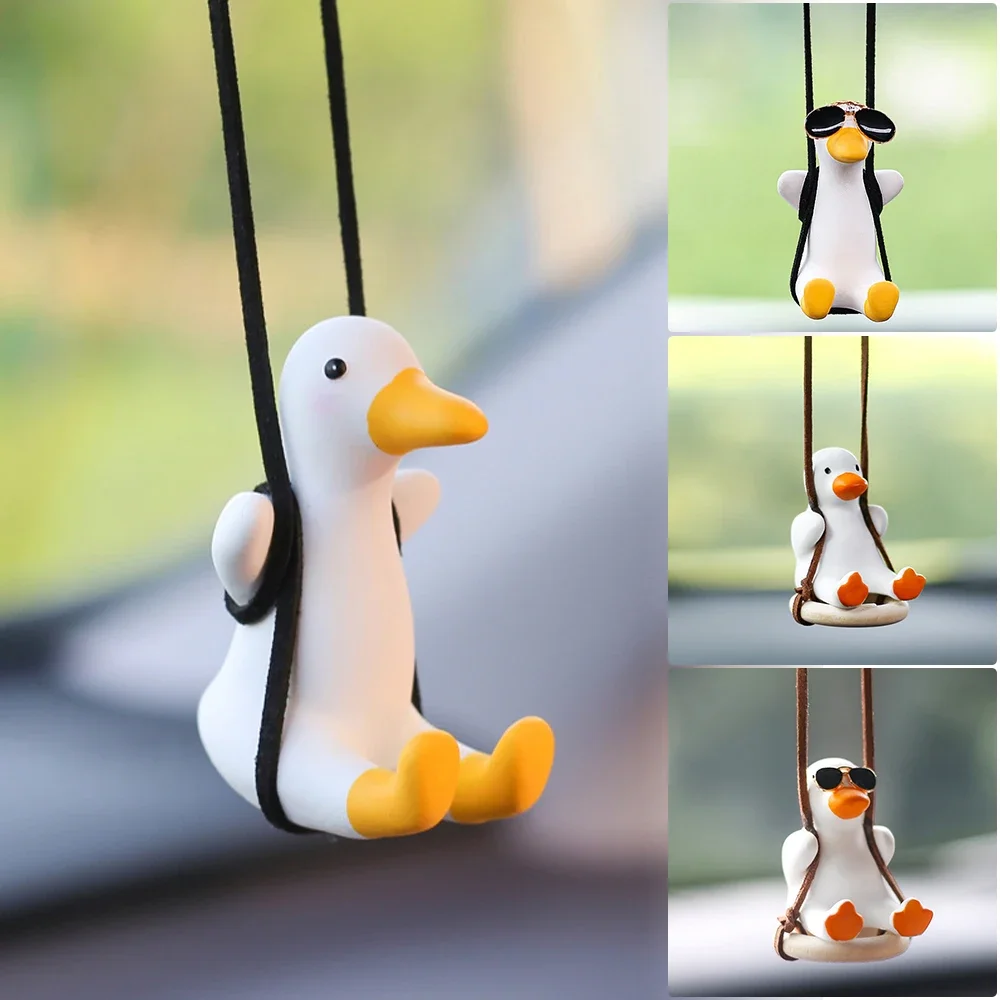 Car Accessories Mirror Hanging - Niedlicher schwingender Entenanhänger – lustige Innenrückspiegel,