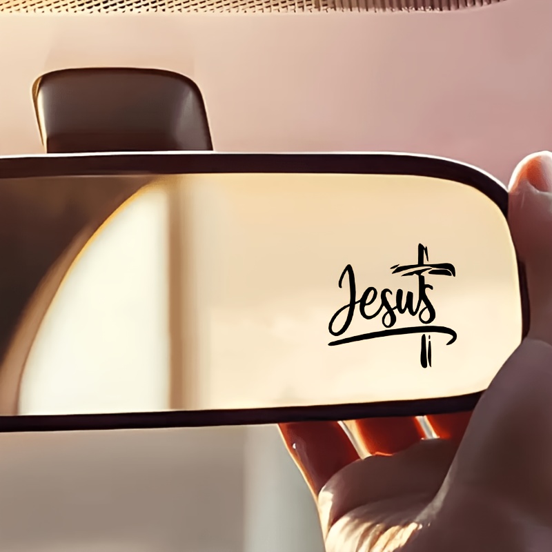Car Accessories Ebay - Jesus-Kreuz Auto-Rückspiegel Vinyl-Aufkleber Selbstklebender Langlebiger Aufkleber