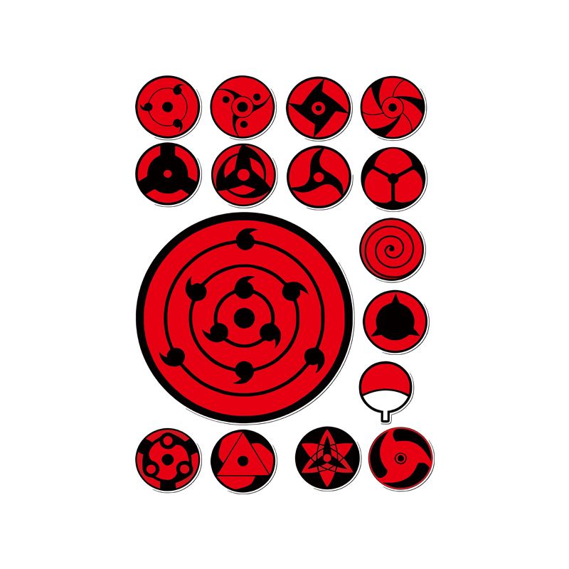 Car Accessories Workshop - Sharingan-Auge-Aufkleber-Set, wasserdichte Vinyl-Aufkleber für Helm, Laptop,