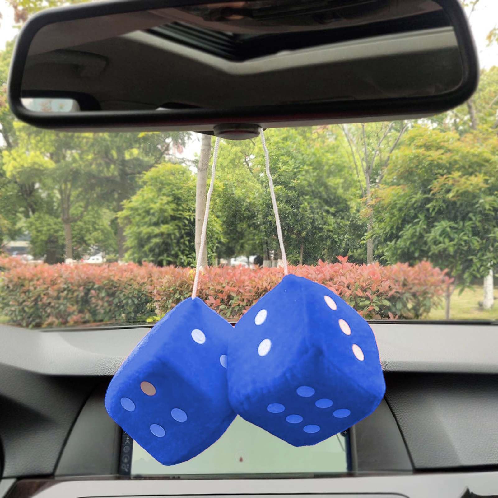 Car Accessories Mirror Hanging - Weiche Plüsch-Würfel für Autospiegel Auto-Innendekoration Plüsch-Autoanhänger