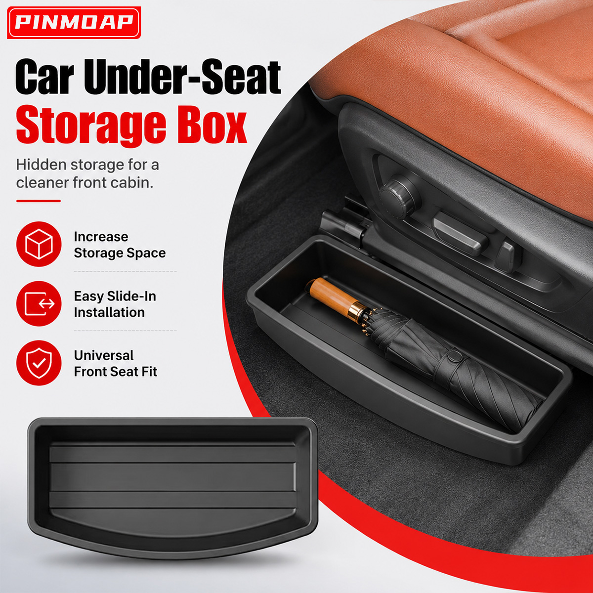 Car Accessories Useful - PINMOAP Auto-Untersitz-Aufbewahrungsbox Universeller Vordersitz-Organizer Versteckter Stauraum