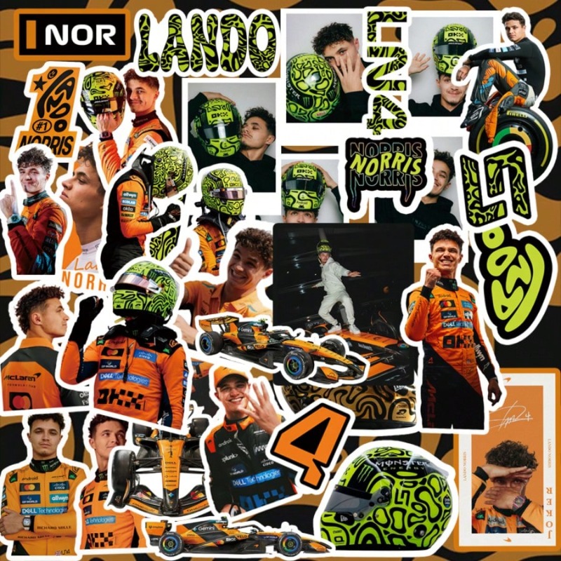Car Accessories Outside - 59-teiliges Lando Norris-Aufkleber-Set im Rennsport-Stil –