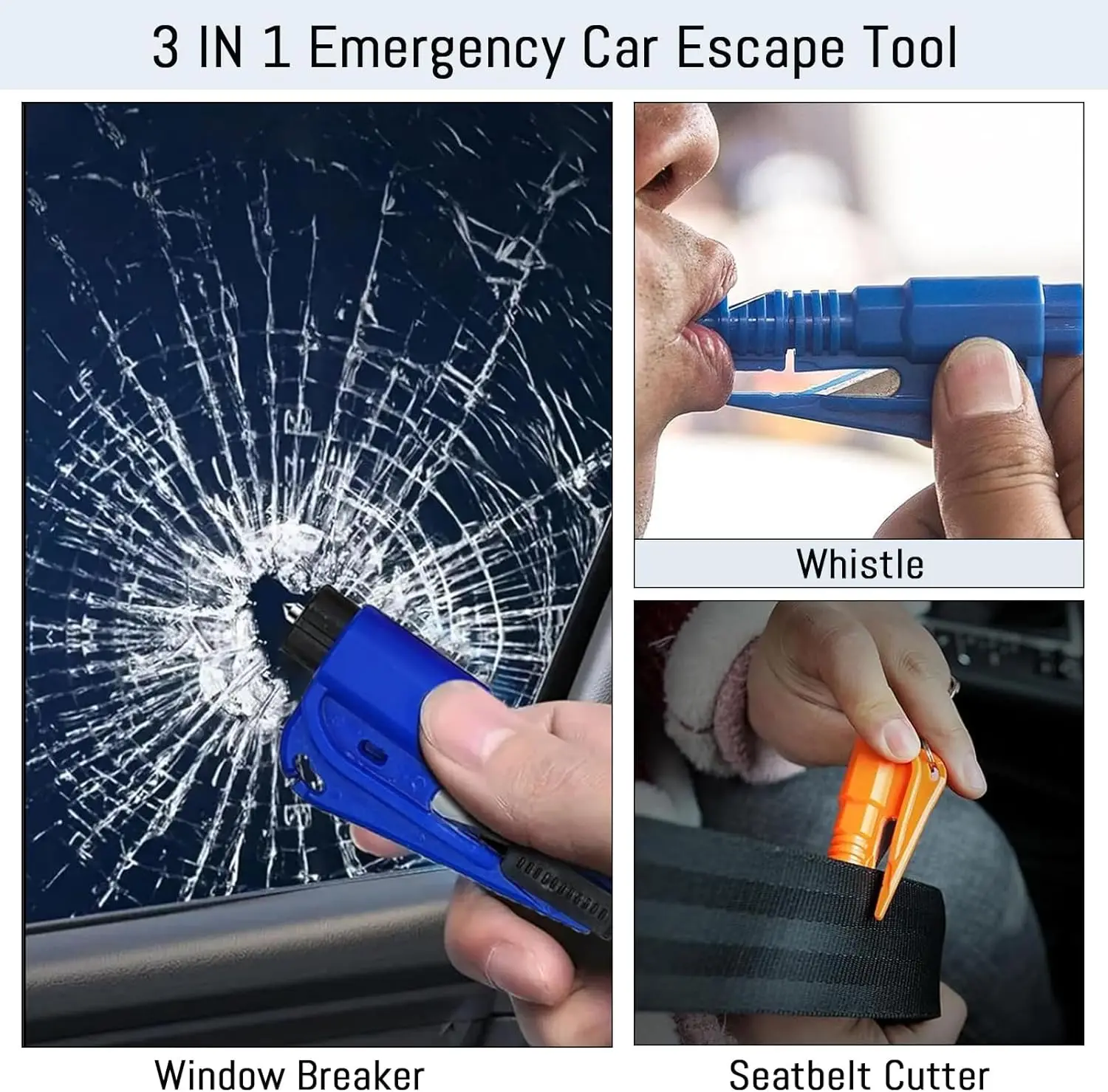 Car Emergency Tool Kit - Sicherheitshammer Auto-Notfallwerkzeug 3-in-1 Fensterbrecher Gurtschneider Kompakter