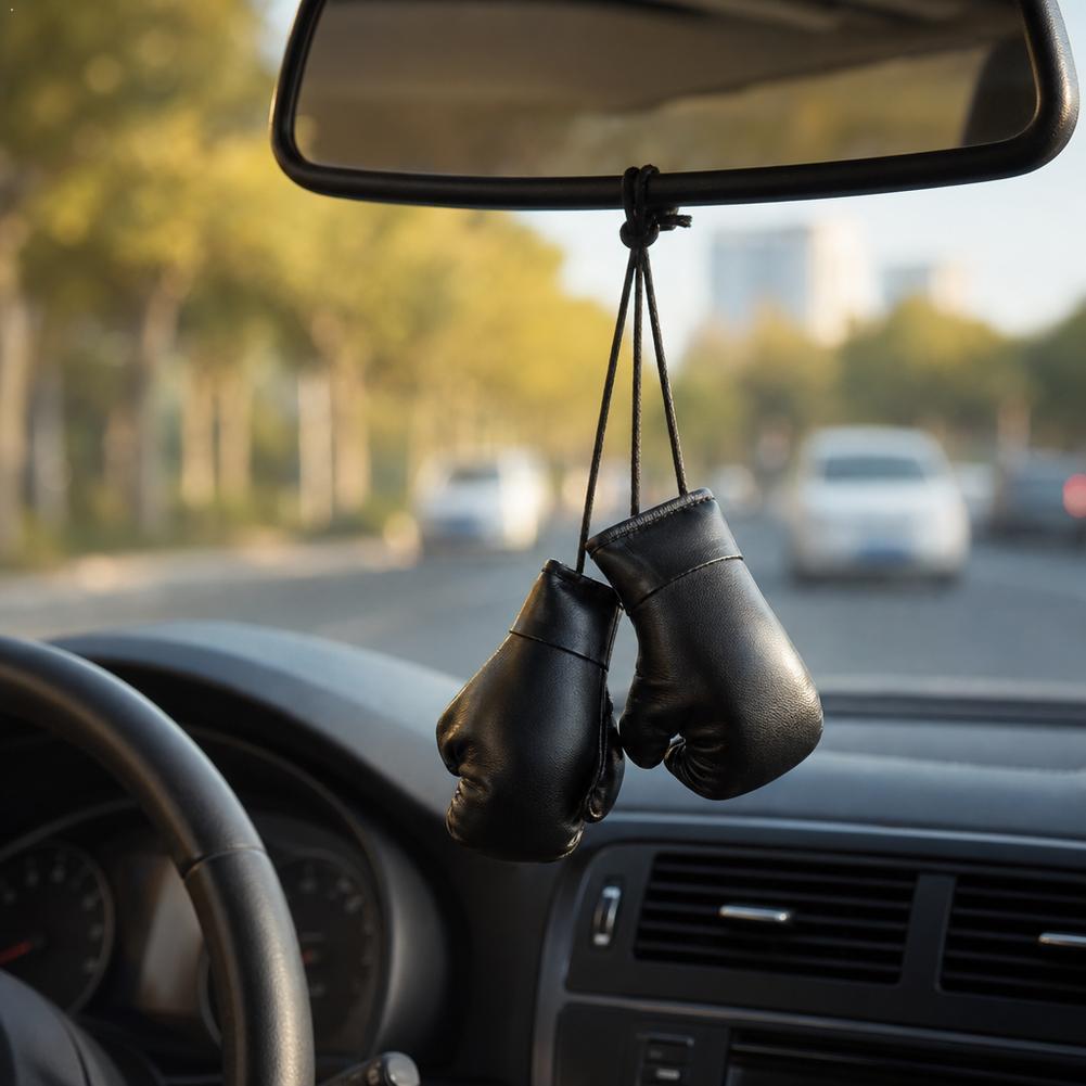 Car Accessories Mirror Hanging - 1 Paar Auto-Boxhandschuh-Anhänger aus Leder für